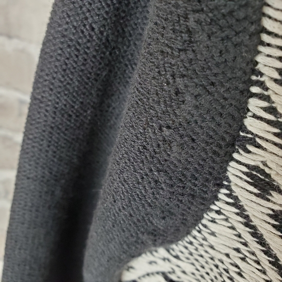 Lucky Brand Black White Knit Zip Front Cardigan XL Chevron Pattern - Picture 8 of 14